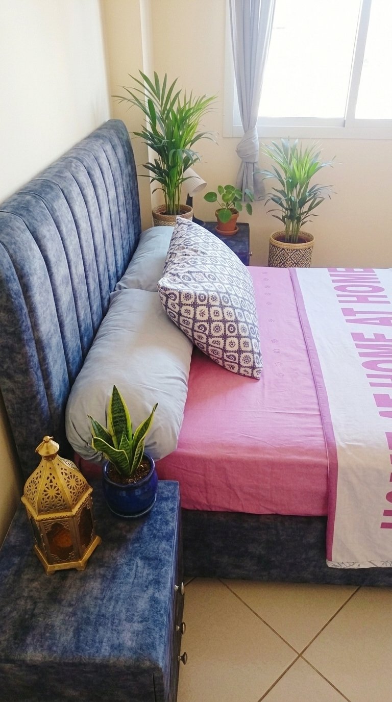 Détail de chambre dans l'appartement minimaliste HiTanger.